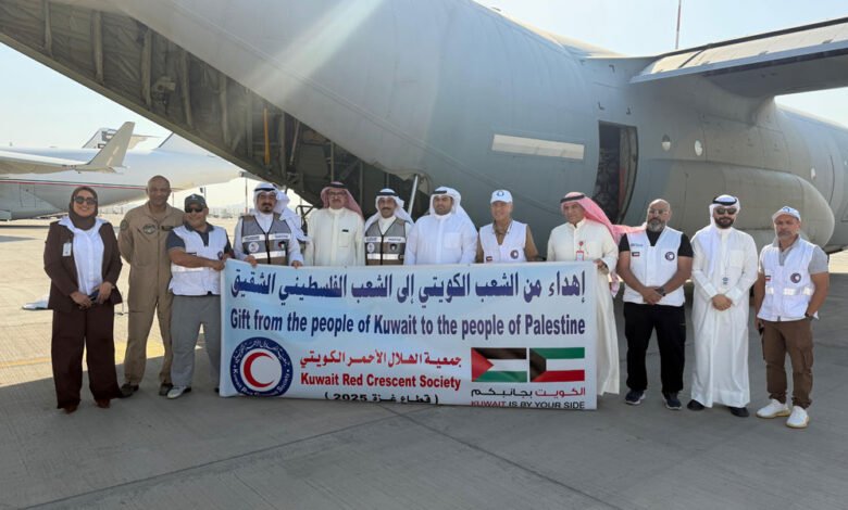 إقلاع-الطائرة-الـ14-من-الجسر-الجوي-الكويتي-الثاني-على-متنها-10-أطنان-من-المساعدات-لإغاثة-غزة
